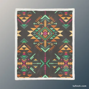 Colorful Ethnic Geometric Pattern Sherpa Fleece Blanket 1