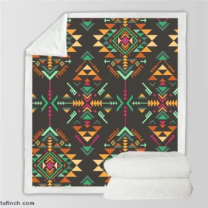 Colorful Ethnic Geometric Pattern Sherpa Fleece Blanket