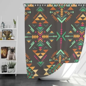 Colorful Ethnic Geometric Pattern Shower Curtain