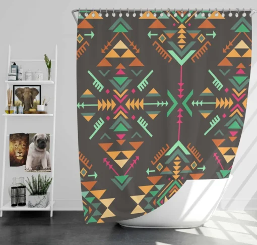 Colorful Ethnic Geometric Pattern Shower Curtain