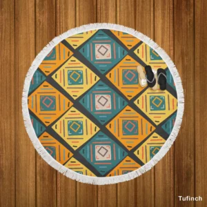 Colorful Ethnic Pattern Round Beach Towel