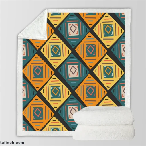 Colorful Ethnic Pattern Sherpa Fleece Blanket