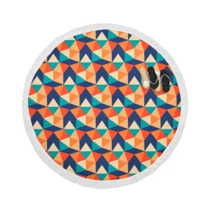 Colorful Flat Design Star Pattern Round Beach Towel