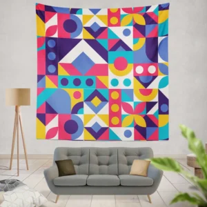 Colorful Flat Mosaic Background Wall Tapestry