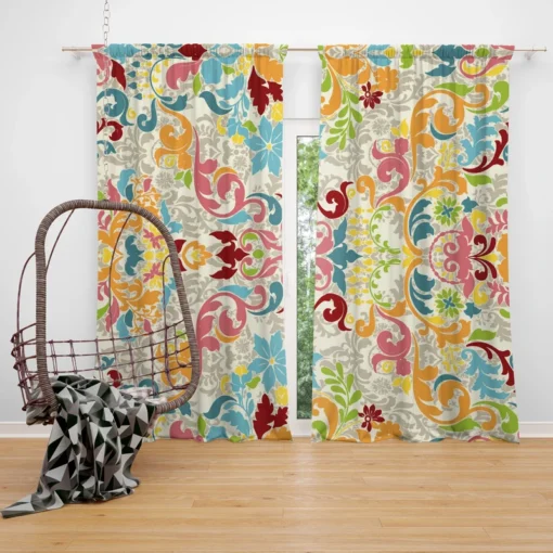 Colorful Folk Design Curtain