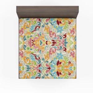 Colorful Folk Design Fitted Sheet