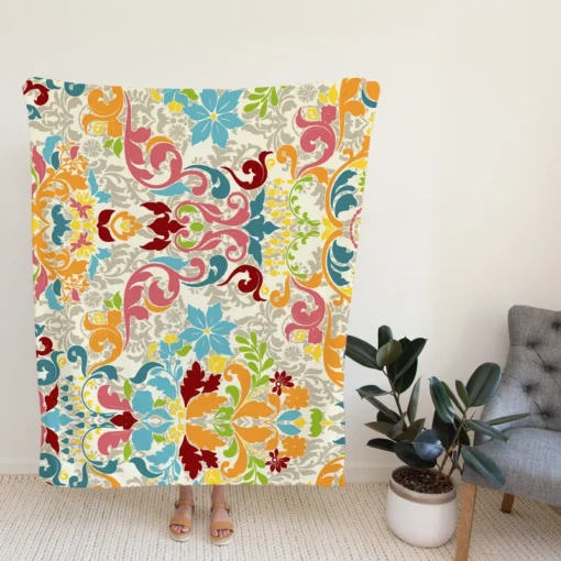 Colorful Folk Design Fleece Blanket