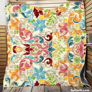 Colorful Folk Design Quilt Blanket