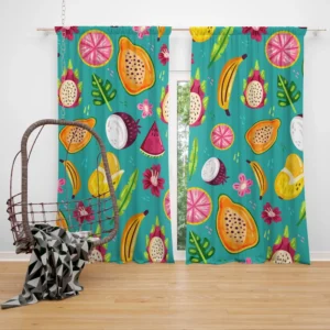 Colorful Fruity Pattern Background Curtain