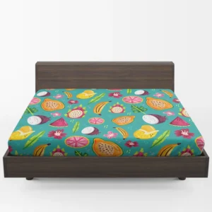 Colorful Fruity Pattern Background Fitted Sheet 1