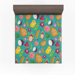 Colorful Fruity Pattern Background Fitted Sheet