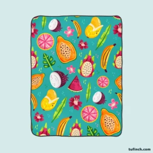 Colorful Fruity Pattern Background Fleece Blanket 1