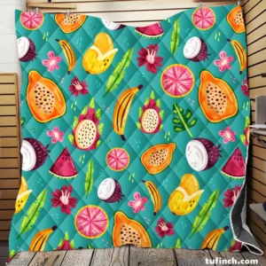 Colorful Fruity Pattern Background Quilt Blanket