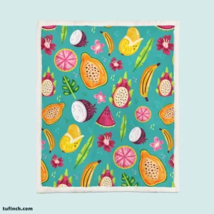 Colorful Fruity Pattern Background Sherpa Fleece Blanket 1