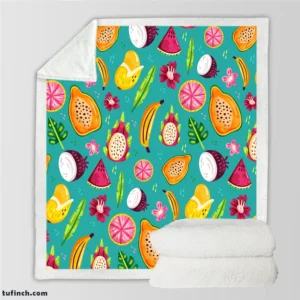 Colorful Fruity Pattern Background Sherpa Fleece Blanket