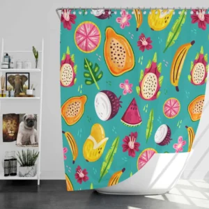 Colorful Fruity Pattern Background Shower Curtain