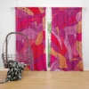 Colorful Geometric Leaves Nature Curtain