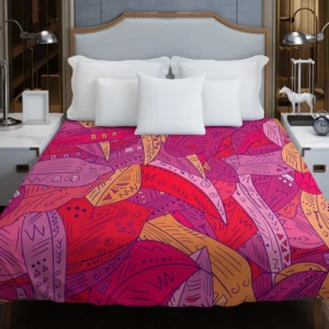 Colorful Geometric Leaves Nature Duvet Cover