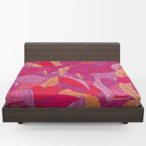 Colorful Geometric Leaves Nature Fitted Sheet 1