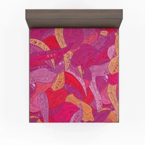 Colorful Geometric Leaves Nature Fitted Sheet