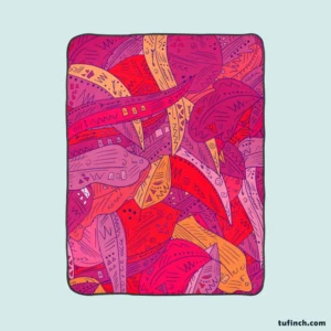 Colorful Geometric Leaves Nature Fleece Blanket 1