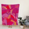 Colorful Geometric Leaves Nature Fleece Blanket