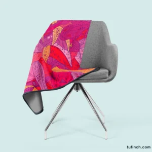 Colorful Geometric Leaves Nature Fleece Blanket 2