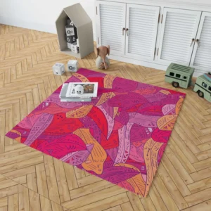 Colorful Geometric Leaves Nature Rug 1