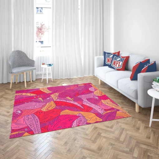 Colorful Geometric Leaves Nature Rug 2