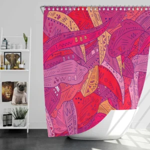 Colorful Geometric Leaves Nature Shower Curtain