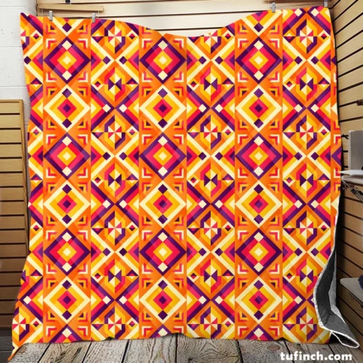 Colorful Geometric Pattern Quilt Blanket