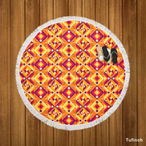 Colorful Geometric Pattern Round Beach Towel