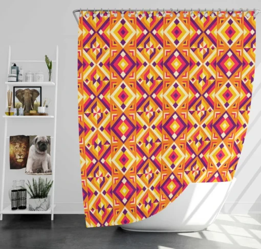 Colorful Geometric Pattern Shower Curtain