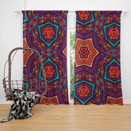 Colorful Geometrical Ethnic Design Curtain