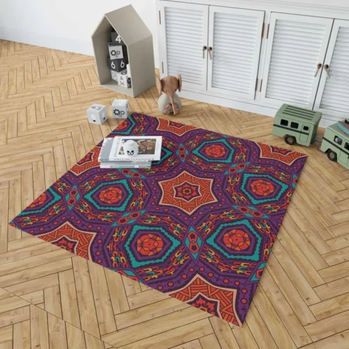 Colorful Geometrical Ethnic Design Rug 1