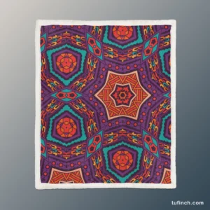 Colorful Geometrical Ethnic Design Sherpa Fleece Blanket 1