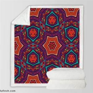 Colorful Geometrical Ethnic Design Sherpa Fleece Blanket