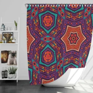 Colorful Geometrical Ethnic Design Shower Curtain