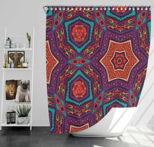 Colorful Geometrical Ethnic Design Shower Curtain