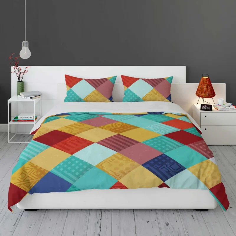 Colorful Geometrics Patchwork Pattern Bedding Set 1