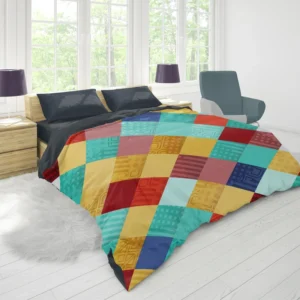 Colorful Geometrics Patchwork Pattern Duvet Cover 1