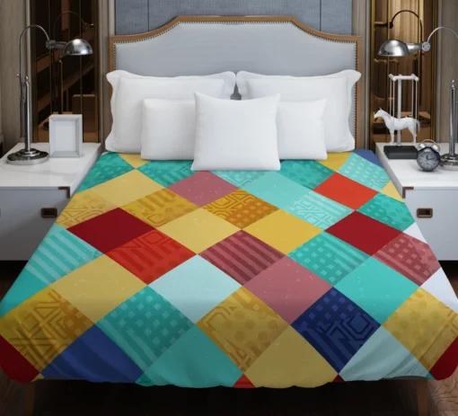 Colorful Geometrics Patchwork Pattern Duvet Cover