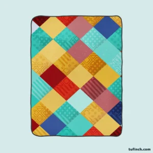 Colorful Geometrics Patchwork Pattern Fleece Blanket 1