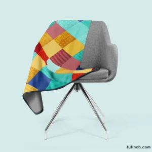 Colorful Geometrics Patchwork Pattern Fleece Blanket 2