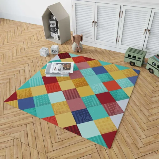 Colorful Geometrics Patchwork Pattern Rug 1