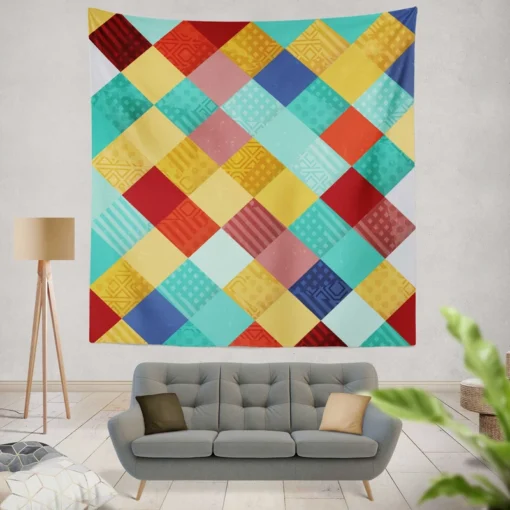 Colorful Geometrics Patchwork Pattern Wall Tapestry