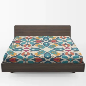 Colorful Hand Drawn Persian Carpet Pattern Design Fitted Sheet 1