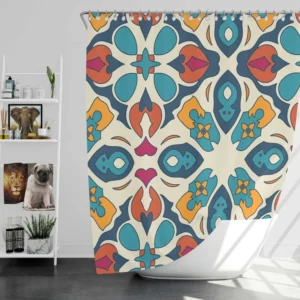 Colorful Hand Drawn Persian Carpet Pattern Design Shower Curtain