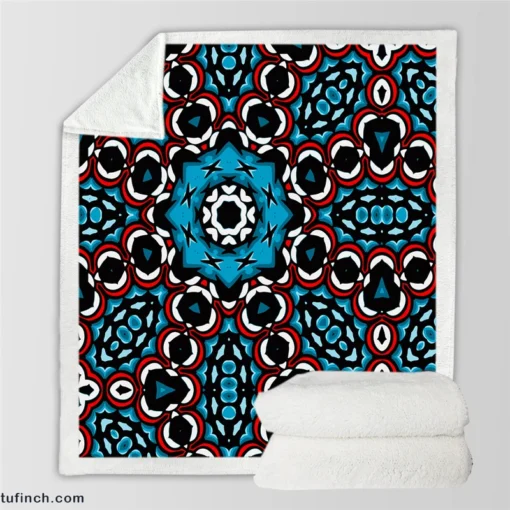 Colorful Indian Oriental Design Sherpa Fleece Blanket