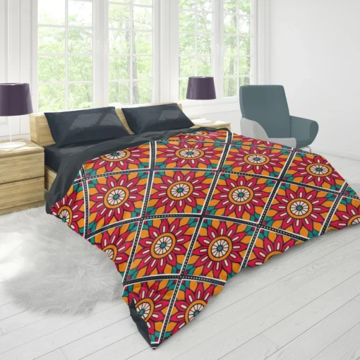 Colorful Mandala Pattern Duvet Cover 1